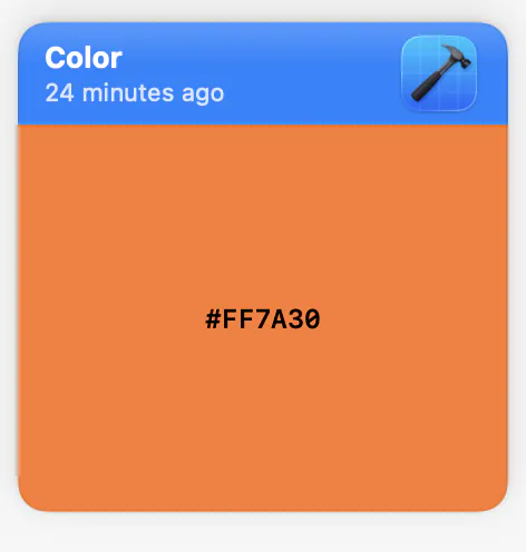 A colour clip showing a hex swatch.